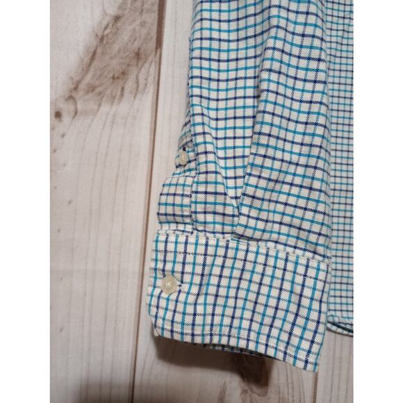 American Eagle Shirt Mens Large Blue‎ White Plaid Button Down Classic Fit Cotton - Picture 3 of 8